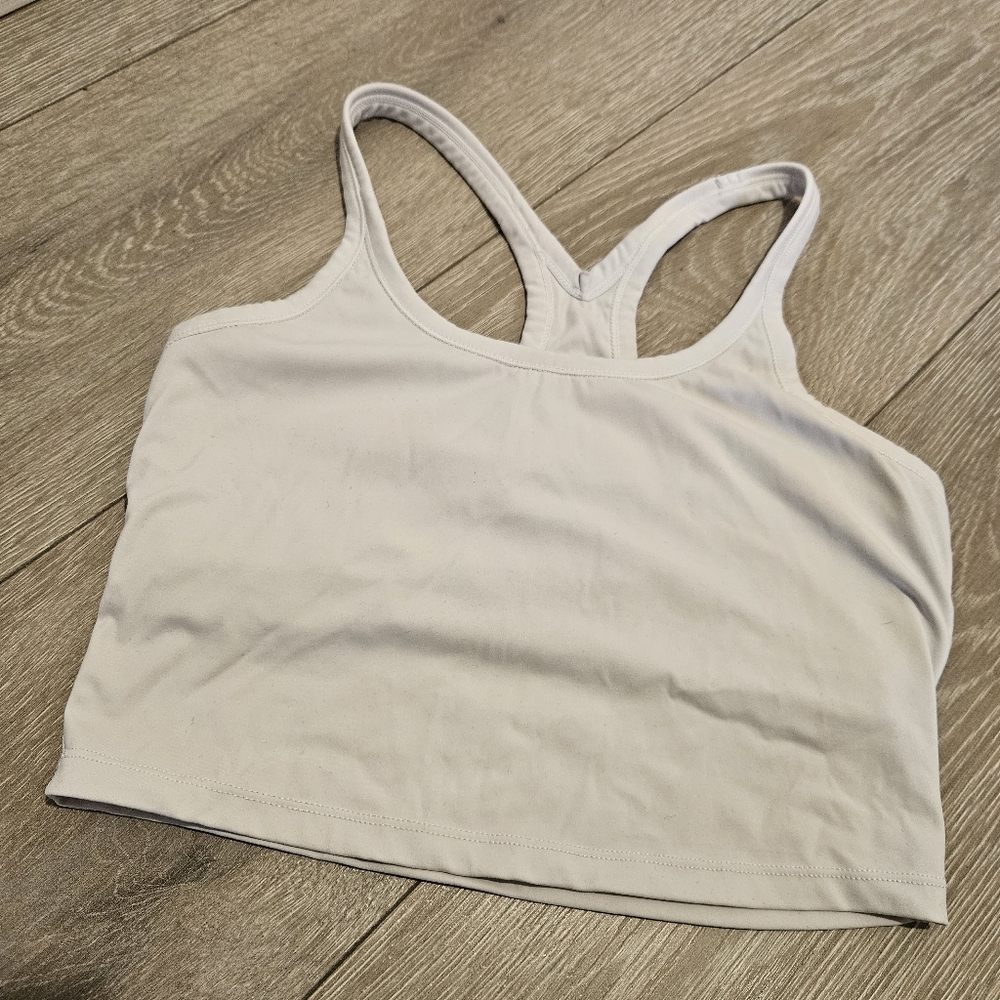 White Longline Racerback Sports Bra